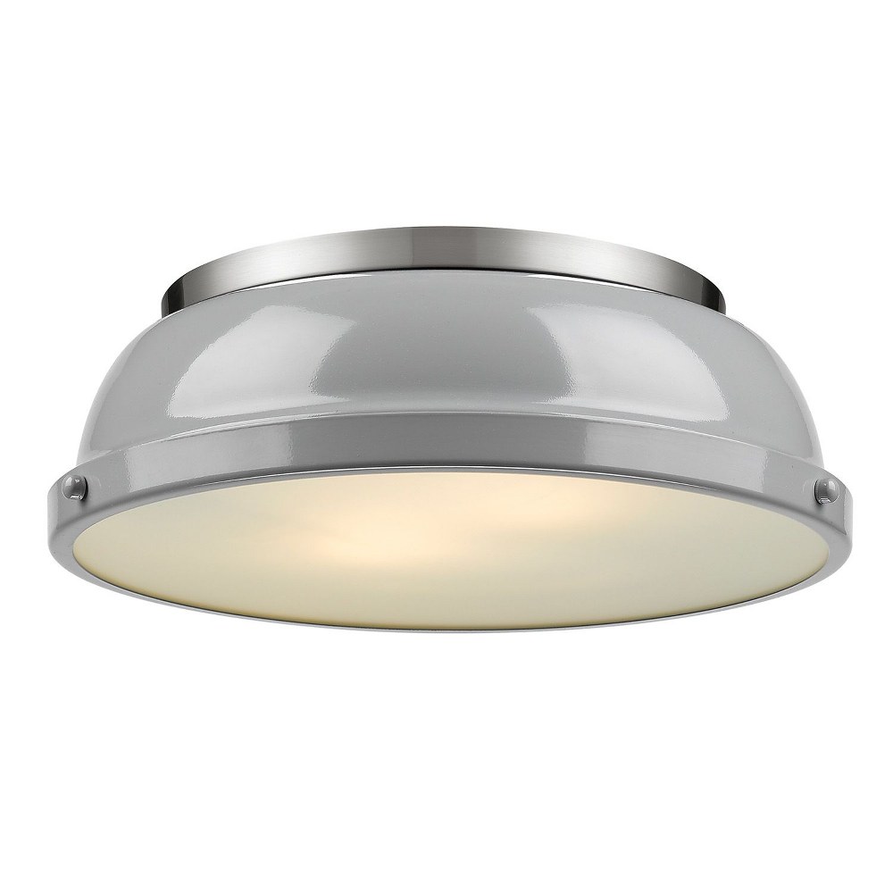 Golden Lighting-3602-14 PW-GY-Duncan - 2 Light Flush Mount in Classic style - 4.25 Inches high by 14 Inches wide Pewter Gray Aged Brass Finish